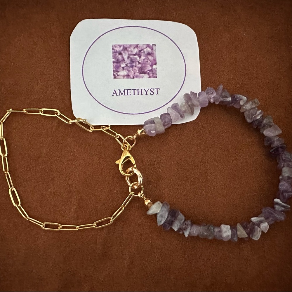 Amethyst and Gold Plated Bracelet Set
